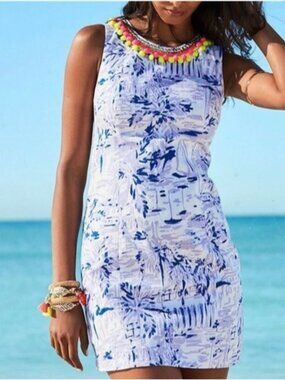 LILLY PULITZER Mila Lilac Verben Shift Dress In Rare Rock The Dock Print 6